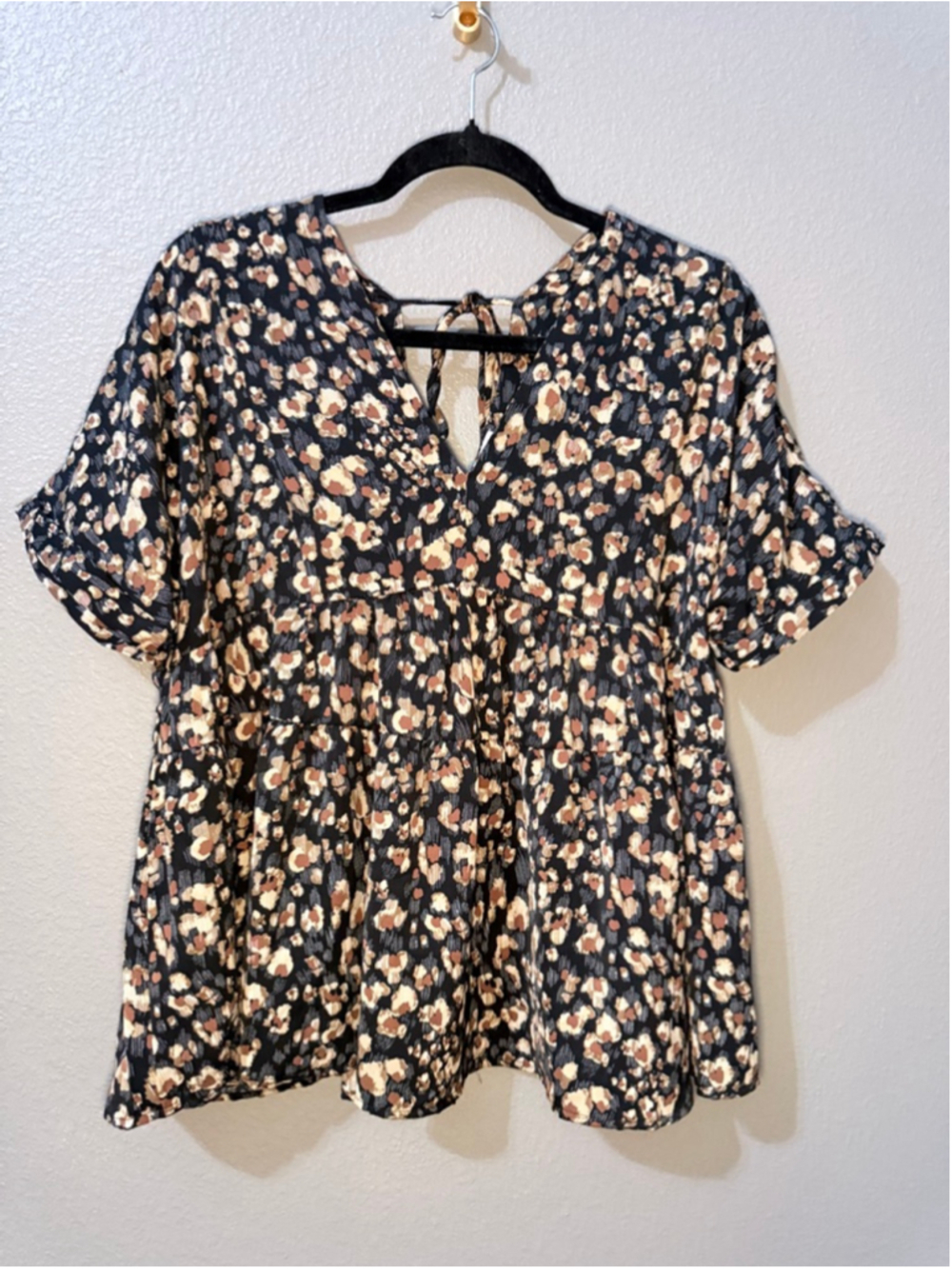 Women's Entro Leopard Print Boho Top M - Picture 4 of 10